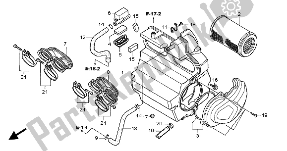 Alle onderdelen voor de Luchtfilter van de Honda CB 600F Hornet 2003