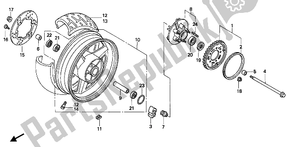 Todas las partes para Rueda Trasera de Honda CB 1000F 1993