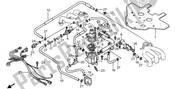 All parts for the Water Pipe & Thermostat of the Honda GL 1500 SE 1995