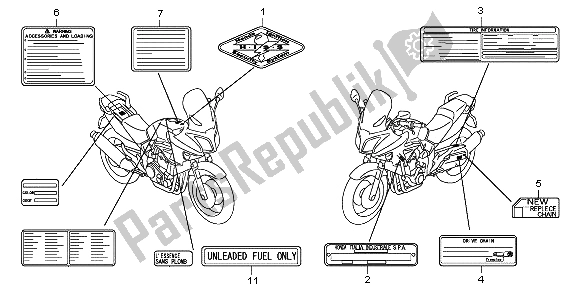 All parts for the Caution Label of the Honda CBF 1000T 2007