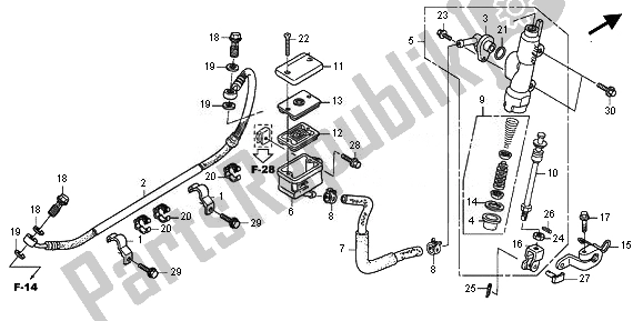All parts for the Rr. Brake Master Cylinder of the Honda XL 700V Transalp 2011