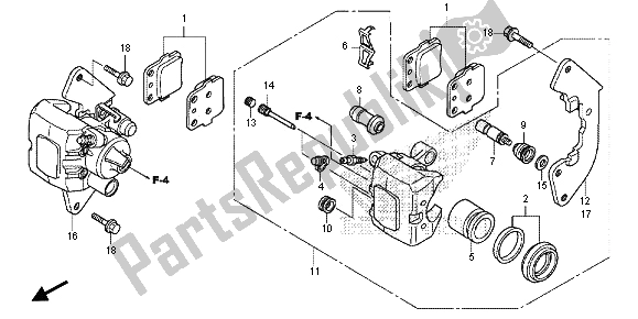 Todas las partes para Pinza De Freno Delantero de Honda TRX 420 FE Fourtrax Rancher 4X4 ES 2013