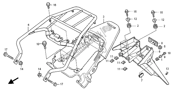 All parts for the Rear Fender of the Honda XR 125L 2004