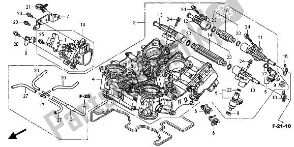 All parts for the Throttle Body of the Honda VFR 1200X 2013