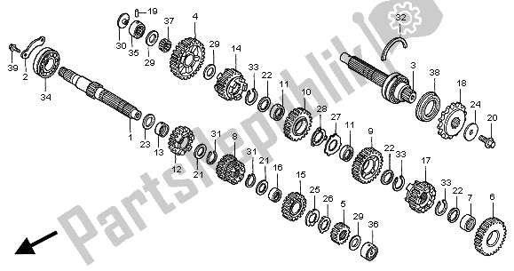 All parts for the Transmission of the Honda CB 600F Hornet 2002