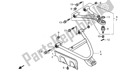 All parts for the Front Arm of the Honda TRX 420 FE Fourtrax Rancher 4X4 ES 2011