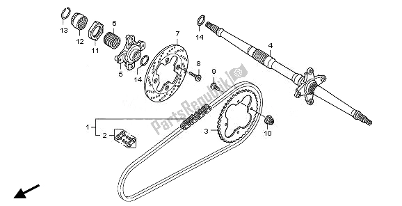 All parts for the Rear Wheel Axle of the Honda TRX 400 EX Sportrax 2008