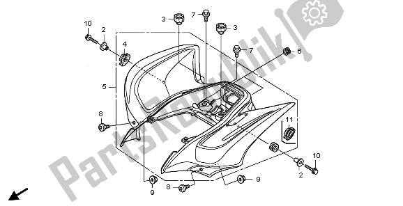 All parts for the Rear Fender of the Honda TRX 700 XX 2011