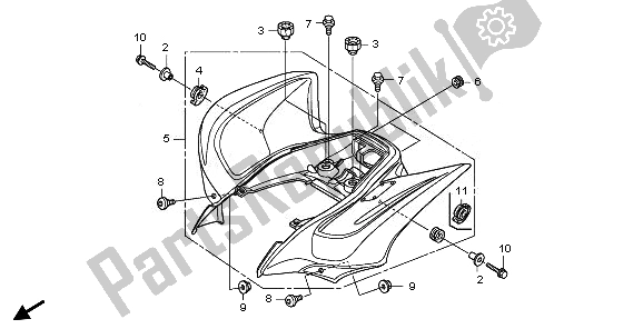 All parts for the Rear Fender of the Honda TRX 700 XX 2011