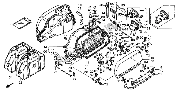 All parts for the Saddlebag of the Honda GL 1500 SE 1995