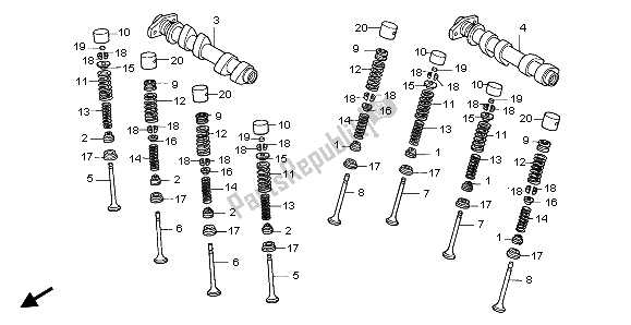 All parts for the Camshaft & Valve (rear) of the Honda VFR 800A 2003