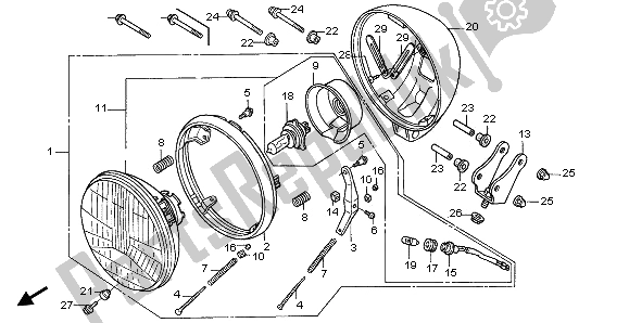 Alle onderdelen voor de Koplamp (uk) van de Honda VT 125C 2003