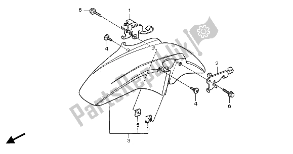 Tutte le parti per il Parafango Anteriore del Honda CB 600F2 Hornet 2002