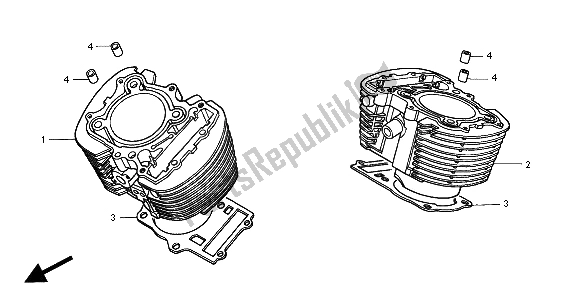 All parts for the Cylinder of the Honda VT 1100C2 2000