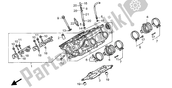 All parts for the Right Cylinder Head of the Honda ST 1100A 1996