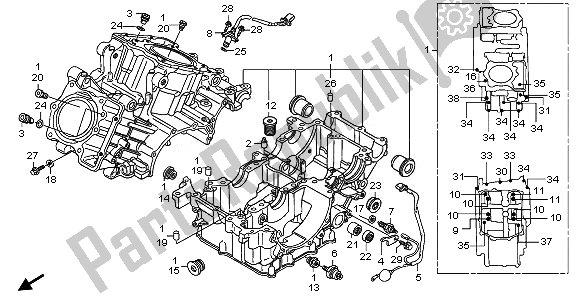 All parts for the Crankcase of the Honda XL 1000V 2008