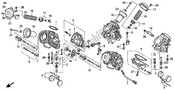 Tutte le parti per il Carburatore (parti Componenti) del Honda VFR 750F 1993