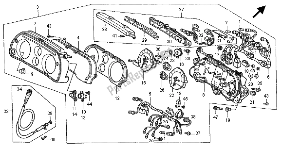 All parts for the Meter (mph) of the Honda ST 1100A 2001