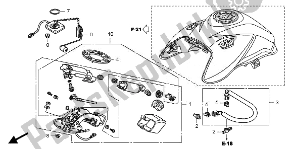 Alle onderdelen voor de Benzine Pomp van de Honda CBF 1000 FTA 2010