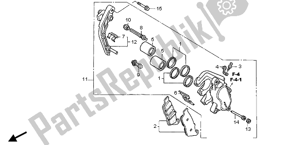 All parts for the Front Brake Caliper (l.) of the Honda CBF 600N 2006