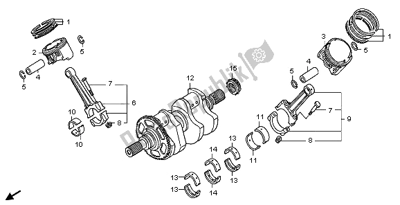 All parts for the Crankshaft & Piston of the Honda ST 1300A 2009