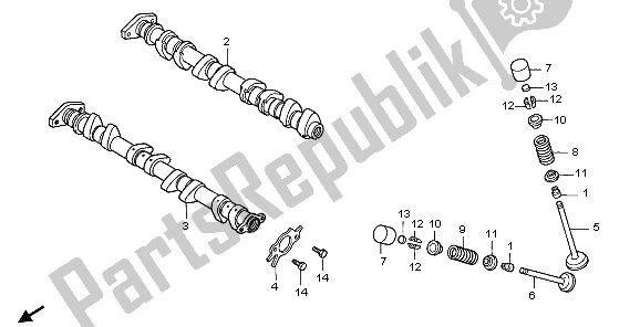 All parts for the Camshaft & Valve of the Honda CBR 600F 2006