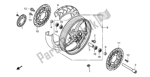Tutte le parti per il Ruota Anteriore del Honda CB 600F Hornet 2011