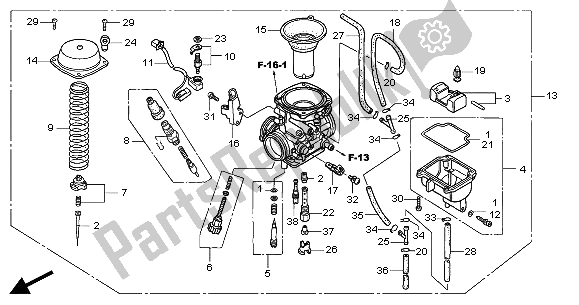 All parts for the Carburetor of the Honda CBF 250 2004