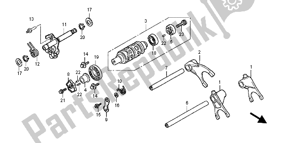 All parts for the Gearshift Drum of the Honda CBF 1000 FT 2012