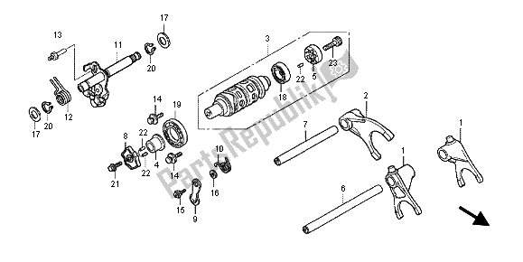 All parts for the Gearshift Drum of the Honda CBF 1000 FT 2012