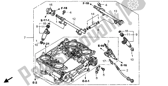 All parts for the Throttle Body (assy.) of the Honda VFR 800A 2003