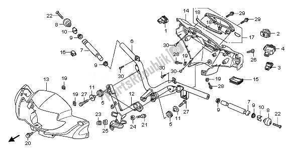 Toutes les pièces pour le Tuyau De Poignée Et Couvercle De Poignée Et Interrupteur du Honda ANF 125 2011