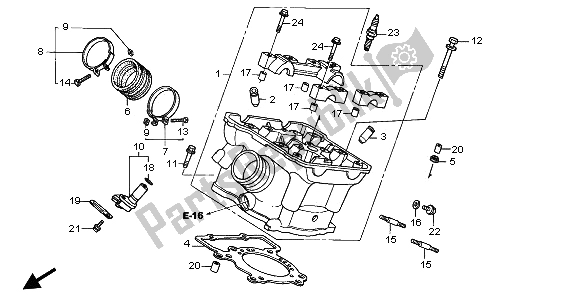 All parts for the Rear Cylinder Head of the Honda VTR 1000 SP 2003