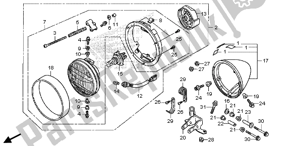 All parts for the Headlight of the Honda VT 750 CS 2013