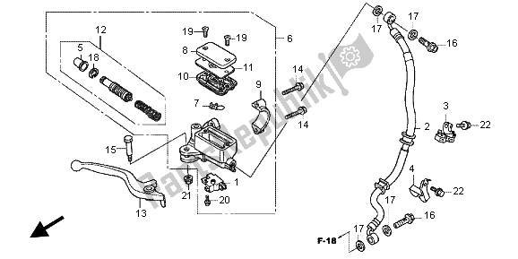 All parts for the Fr Brake Master Cylinder of the Honda WW 125 2013