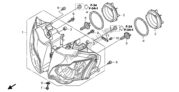 All parts for the Headlight (eu) of the Honda CBR 1000 RR 2009