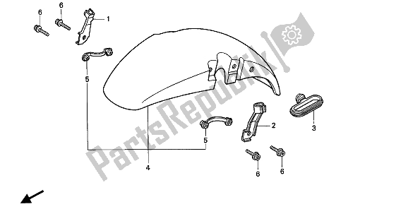 All parts for the Front Fender of the Honda CB 750F2 1994