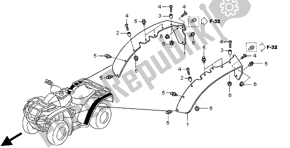 Tutte le parti per il Sopra Il Parafango del Honda TRX 680 FA Fourtrax Rincon 2010