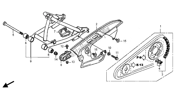 All parts for the Swingarm of the Honda CRF 50F 2014