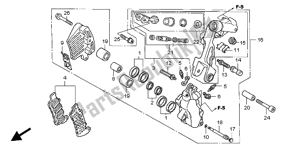 Tutte le parti per il Pinza Freno Anteriore (l.) del Honda XL 1000V 2004