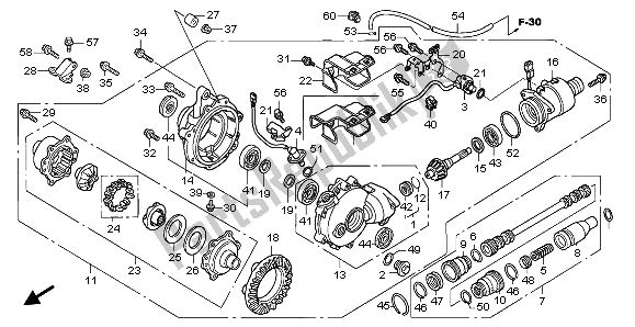 All parts for the Front Final Gear of the Honda TRX 450 FE Fourtrax Foreman ES 2002