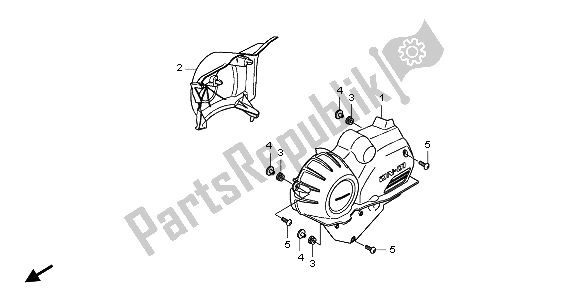 All parts for the Engine Side Cover of the Honda NSA 700A 2009