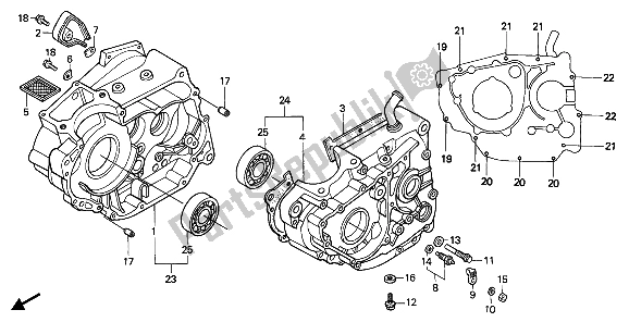 All parts for the Crankcase of the Honda NX 250 1989
