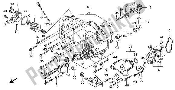 Alle onderdelen voor de Voorste Carterdeksel van de Honda TRX 350 FE Rancher 4X4 ES 2001