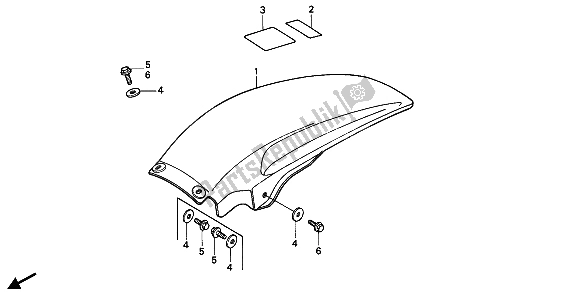 All parts for the Rear Fender of the Honda CR 250R 1988