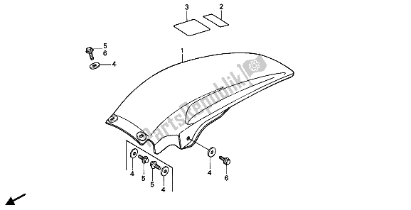 Tutte le parti per il Parafango Posteriore del Honda CR 250R 1988