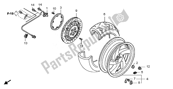 All parts for the Rear Wheel of the Honda GL 1800 2008