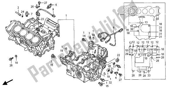 All parts for the Crankcase of the Honda CB 1100 SF 2001