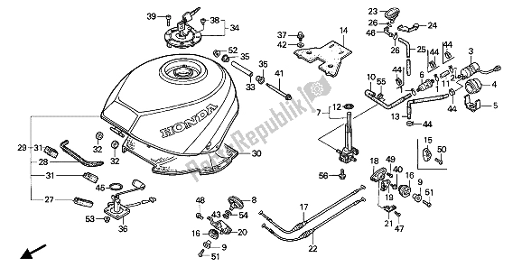 All parts for the Fuel Tank of the Honda VFR 750F 1990