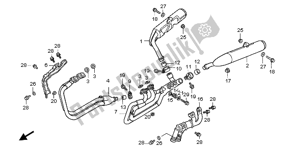 All parts for the Exhaust Muffler of the Honda ST 1100A 1998